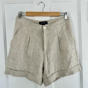 Vintage 100% Linen High-Waisted Shorts Women’s Size 6 | Minimalist Neutral Style